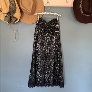 White House Black Market homecoming prom Black Lace strapless Dress sz 6